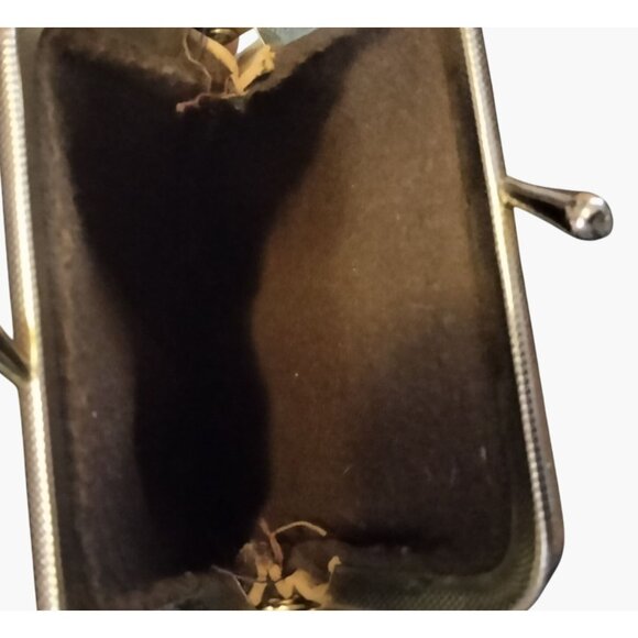 Vintage Tan Faux Leather Eyeglass Case Snap Metal Trim Closure - Picture 4 of 4